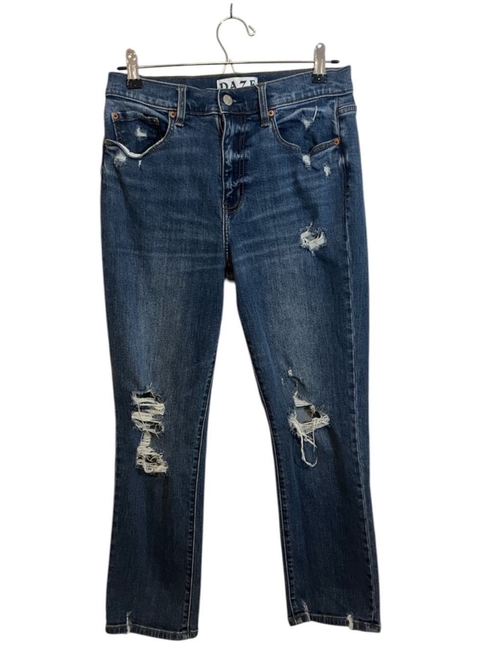 DAZE Women's Distressed Dark Blue Jeans Size 28